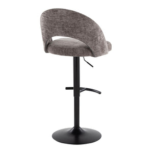 English Elm Adjustable Swivel Barstools Set of 2 Fabric Seat Black Metal Base Kitchen Counter Dark Grey B202S02003
