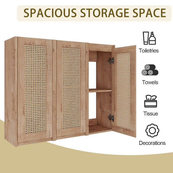 English Elm 36" Bathroom Side Cabinet - Modern Wall-Mounted Design With Soft-Close Doors For Organized Storage W999S00339