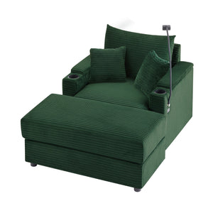 English Elm 41.7" Modern Style Single Sofa Couch With Movable Ottoman, Storage, Usb Ports & Cup Holders, Green N719S001841F