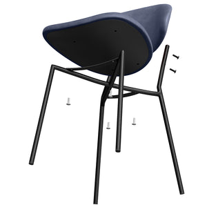 English Elm Set of 4 Upholstered PU Leather Dining Chairs with Curved Backrest and Slim Metal Legs for Stylish Homes Blue W3010P291313