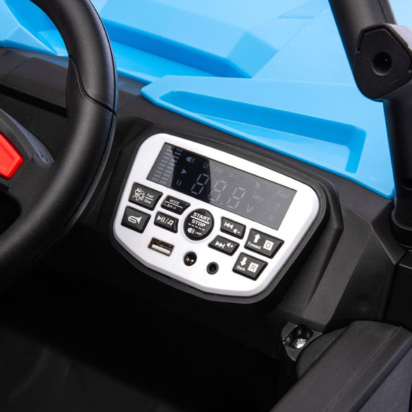 English Elm 24v 400w Kids Electric Utv Ride on with Remote Bluetooth Led Suspension Cockpit Blue W1578P284296