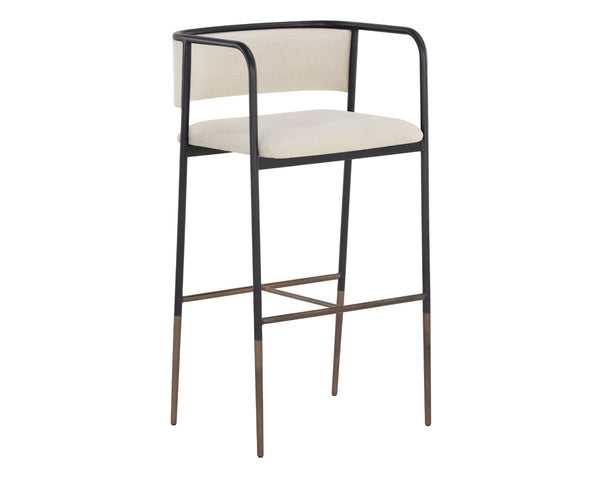 Sunpan BRENAN Barstool - Zenith Alabaster Upholstered Seat, Modern Ergonomic Design, Durable Black Frame 111182