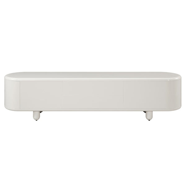 English Elm Keely Glossy White Media Console with Dovetail Drawers and Cabinet Storage B2726P442558