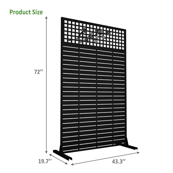 English Elm Metal Grid Privacy Screen Freestanding Powder Coated Divider for Patio or Balcony W1586P455083
