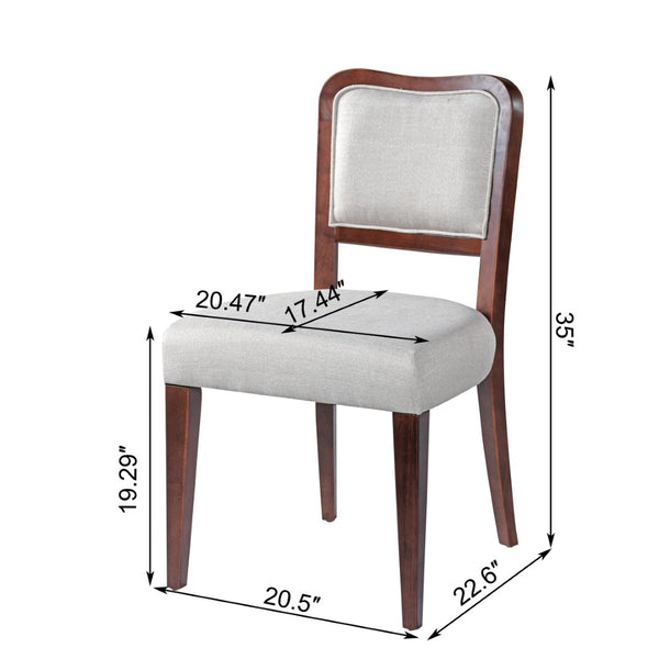 English Elm 42" Round Oak Veneer Pedestal Table Set with Beige Linen Chairs for Cozy Nooks N842S000127D