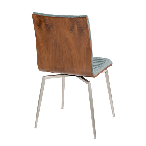 English Elm Contemporary Tufted Swivel Dining Chairs Walnut Wood and Steel Set of 2 B202P223608