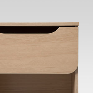 Domm Modern Scandinavian Nightstand with Open Cubby, Sleek Design & Quick 30-Minute Assembly