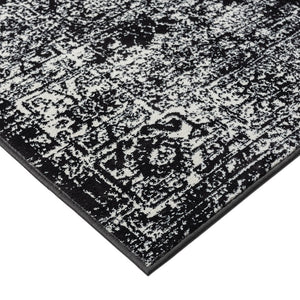 JLA Home Madison Park - Distressed Persian Woven Area Rug — Black & Cream Vintage Look, Soft Durable Pile, OEKO-TEX Certified MP35-8067