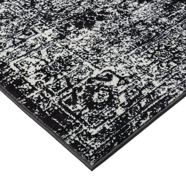 JLA Home Madison Park - Distressed Persian Woven Area Rug — Black & Cream Vintage Look, Soft Durable Pile, OEKO-TEX Certified MP35-8067