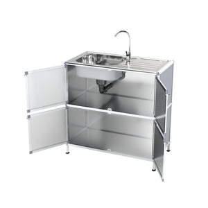 English Elm Utility Sink Station with Stainless Basin Rotating Faucet and Waterproof Storage Cabinet W3895P460814