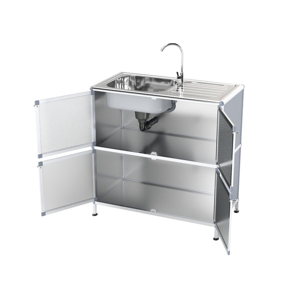 English Elm Utility Sink Station with Stainless Basin Rotating Faucet and Waterproof Storage Cabinet W3895P460814
