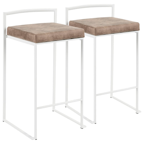 English Elm Contemporary Stackable Steel Counter Stools Padded Fabric Seats for Kitchen Islands Set of 2 B202P222382