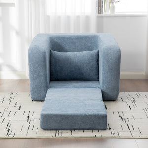 English Elm 40" Chenille Cloud Floor Chair Convertible Sleeper Sofa Lounge for Dorm Apartment Bedroom Light Blue W3118P388897