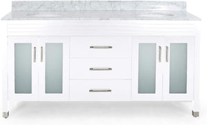 English Elm Christopher Knight Home® - 73'' Luxury Bathroom Vanity with Marble Top & Dual Ceramic Sinks, Freestanding 4-Door 3-Drawer Cabinet White N759S999013K