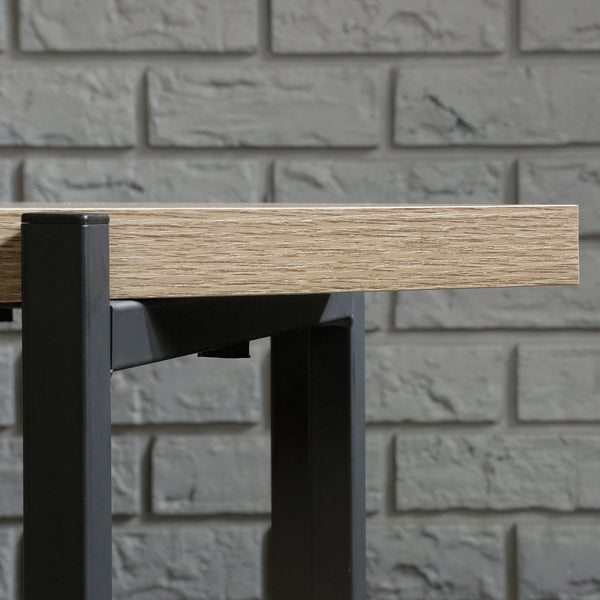 English Elm Console, Brown finish 43.7" Engineered Wood Table with 1" Thick Shelves, Powder-Coat Metal Frame, No-Tool Assembly B356P367934