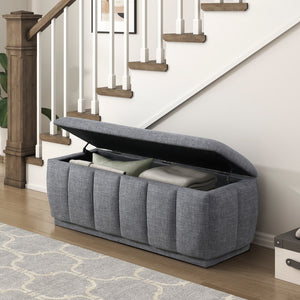 English Elm Modern Gray Textured Storage Bench with Foam Cushion, 300lb Capacity, No Assembly, 47" Long Upholstered Seat Perfect for Entryway Bedroom Living Room B011P298380
