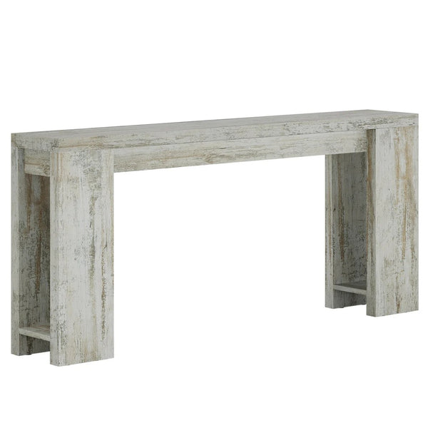 English Elm 2-tier Industrial Console Table Rustic Wood and Black Metal Frame Entryway Sofa T3971P461038