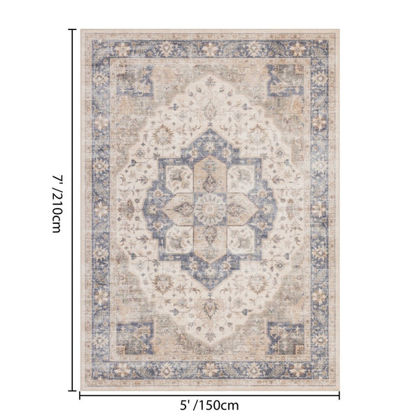 English Elm Premier Ivory Low Pile Area Rug Classic Pattern for Entryway or Living Room B186P479386