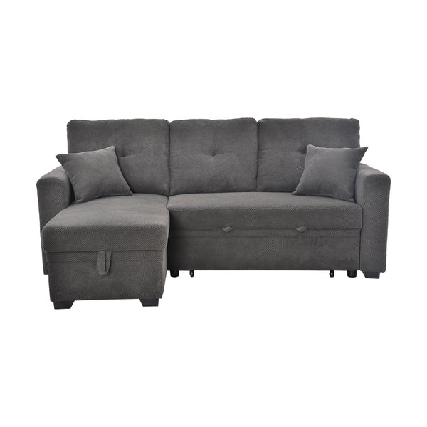 English Elm Sleeper Sectional Sofa with Storage Chaise Tufted Polyester Upholstery Small Space W5568S00038