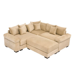 English Elm Oversized Modular Sectional Couch With Deep Seating, 10 Pillows & Ottoman - Cozy Corduroy Design! W714S01313-GIGA