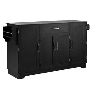 English Elm U_style Contemporary Buffet Cabinet Melamine Mdf Dining Room Storage with Adjustable Shelves Black N711P437643B