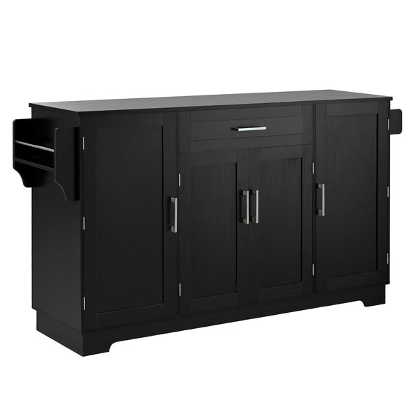 English Elm U_style Contemporary Buffet Cabinet Melamine Mdf Dining Room Storage with Adjustable Shelves Black N711P437643B