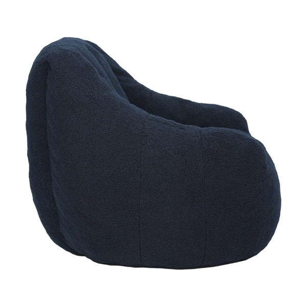 English Elm Bean Bag Chair Oversized Faux Fur Memory Foam Lounge Seat for Dorm or Living Room Dark Blue W2200P243725
