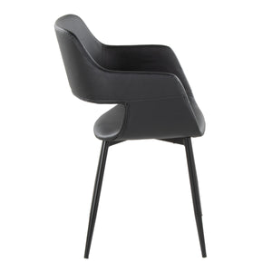 English Elm Margarite Contemporary Dining Chairs Set Of 2 - Stylish Black Metal & Faux Leather For Modern Spaces B202S01272