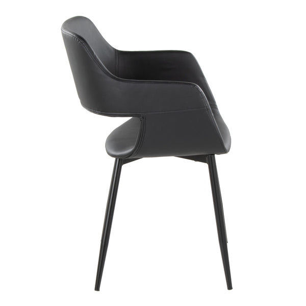 English Elm Margarite Contemporary Dining Chairs Set Of 2 - Stylish Black Metal & Faux Leather For Modern Spaces B202S01272