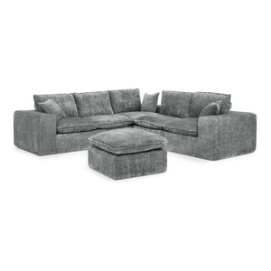 English Elm 107'' Boucle Modular Sectional Sofa Deep Cloud Cushions Reversible Chaise Living Room Grey W1413S00164