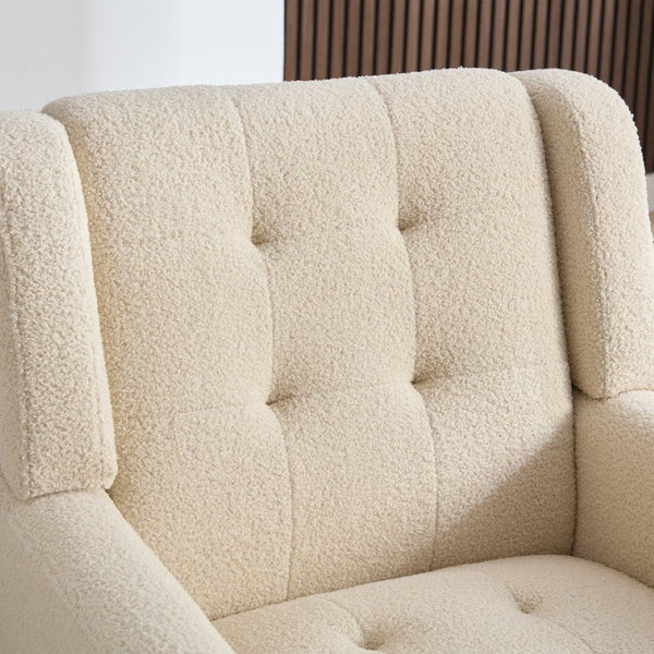 English Elm Modern Pu Leather Ergonomic Accent Chair with Padded Arms and Matte Black Legs White W676P172468