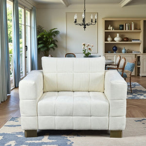 English Elm Fx-p54-1s-be2 Plush Accent Chair with Gold Legs Mid-century Modern Living Room Seat Beige W576S00210