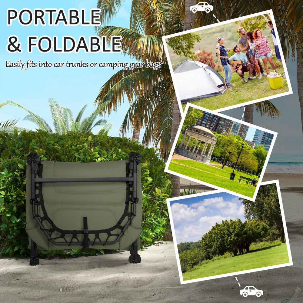 English Elm Outsunny Folding Camping Cot With Padded Cushions, 180° Recline, Heavy-Duty, Portable & Compact! W2225P200560-GIGA