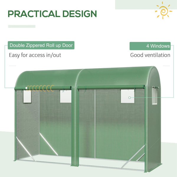 English Elm Greenhouse,walk-in Lean-to Steel Frame Garden Shelter with Mesh Vents and Uv Pe Cover T3971P422248