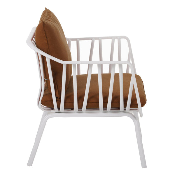 English Elm Christopher Knight Home® - Huron Outdoor PP Club Chair with Waterproof Olefin Cushions, Durable Plastic Frame and Iron Legs - Weather-Resistant Patio Seating Set Brown,White N775P178198W