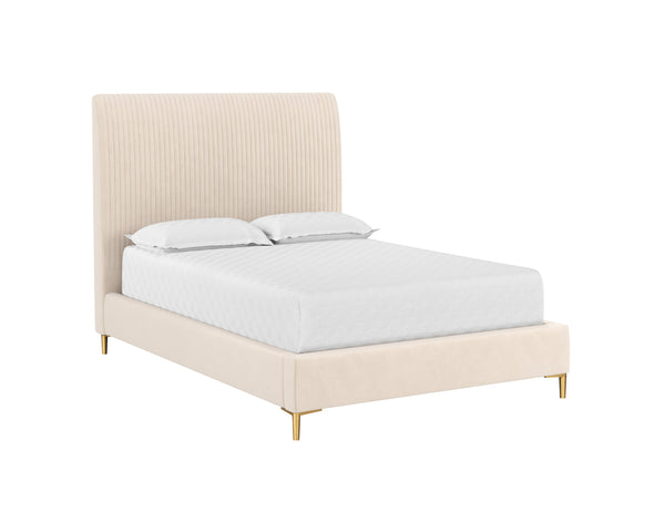 Sunpan Harris Bed - Modern Upholstered Design with Fine Tufting and Stainless Steel Gold Legs for Style Full