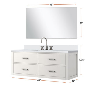 English Elm White Single Bath Vanity Set With Cultured Marble Top, Frameless Mirror & Chrome Faucet – Elegant Upgrade! B2731S01991-GIGA