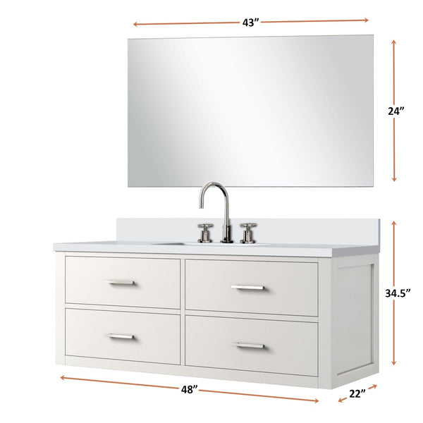 English Elm White Single Bath Vanity Set With Cultured Marble Top, Frameless Mirror & Chrome Faucet – Elegant Upgrade! B2731S01991-GIGA