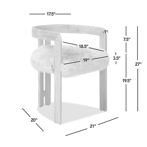 English Elm Jennifer Taylor Home - Millwick Solid Ash 21" Low Back Dining Chair with Natural Blonde New Zealand Sheepskin Fur Seat, Chic B2719P238363