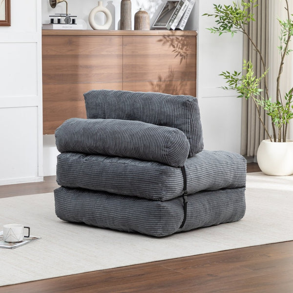 English Elm Folding Floor Sofa Bed Convertible Lounge Chair with Shredded Foam Fill for Bedroom Dark Gray W2200P442794