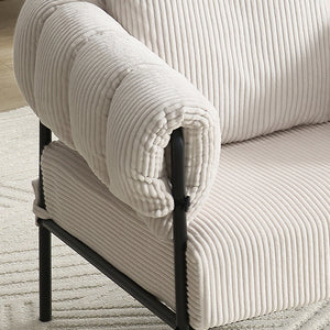 English Elm TS Modern decorative chair with plush teddy fleece upholstery and gold metal legs for luxe comfort and style Creamy White W2311P308063