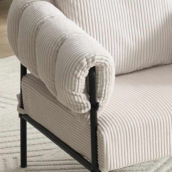 English Elm TS Modern decorative chair with plush teddy fleece upholstery and gold metal legs for luxe comfort and style Creamy White W2311P308063