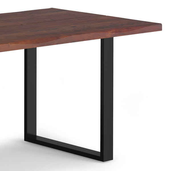 English Elm Fieldcrest Solid Acacia Dining Table with Live Edge Top and Black U-Shaped Iron Legs, 72" Walnut B136P203504