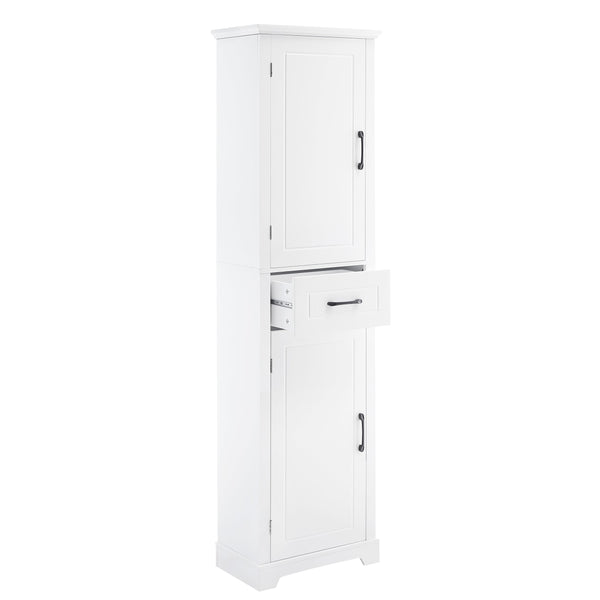 English Elm Tall Bathroom Storage Cabinet with Slim Profile, Adjustable Shelves, Anti-Tip Safety & Painted MDF Finish White N725P246463K