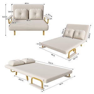 English Elm 46" Wide Corduroy Sleeper Sofa Bed Convertible Folding Chair for Two with Adjustable Backrest W2700P431033