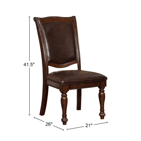 English Elm Set of 2 Leatherette Upholstered Side Chairs Brown Cherry Finish Espresso Seating Rope Trim Elegance B016P222691