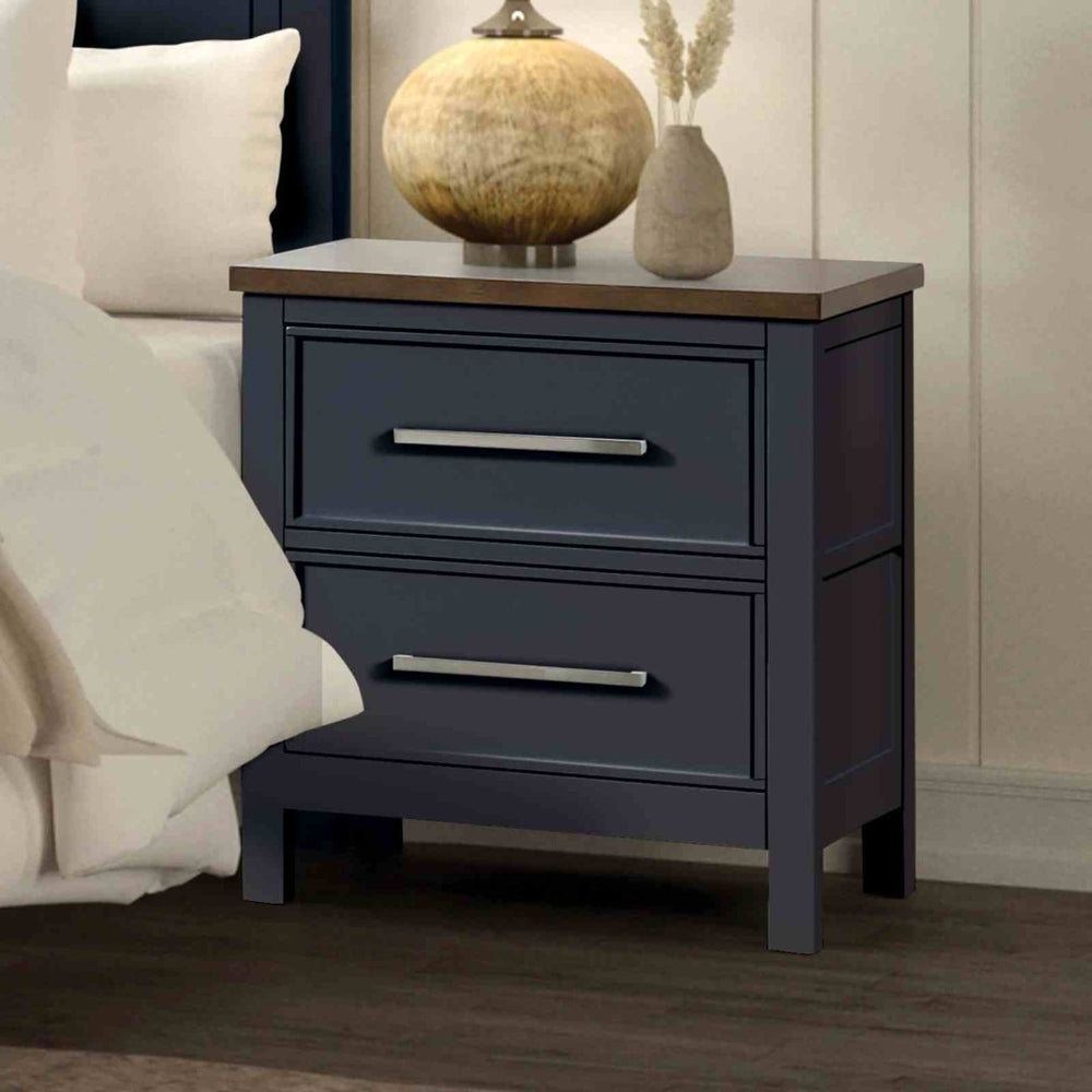 English Elm Contemporary Glam Nightstand Glossy White Lacquer Chrome Legs Dovetail Drawer Bedroom Blue,Dark Brown B2741P435883