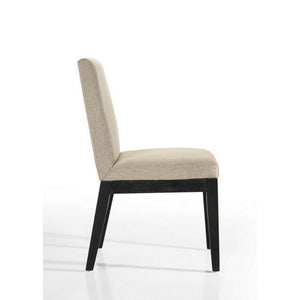 English Elm 19 Inch Solid Wood Dining Chairs Set of 2 with Cushioned Beige Upholstered Backrest B056P416830