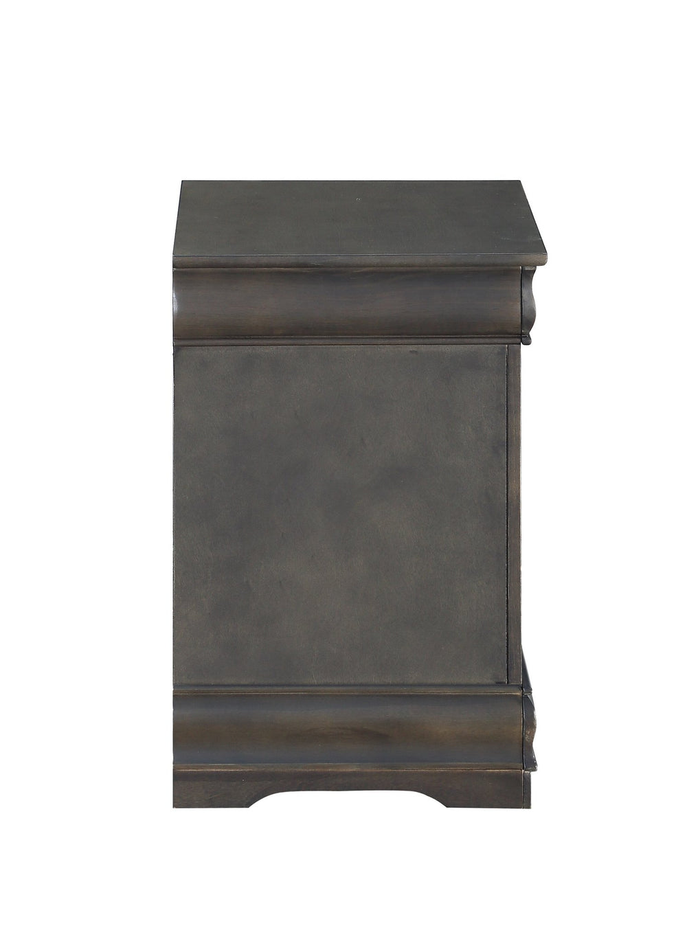 English Elm Dark Grey Romantic 2-Drawer Nightstand with Luxurious Pulls, Solid Pine Build, Classic Moldings B062P209407