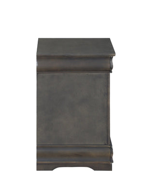 English Elm Dark Grey Romantic 2-Drawer Nightstand with Luxurious Pulls, Solid Pine Build, Classic Moldings B062P209407